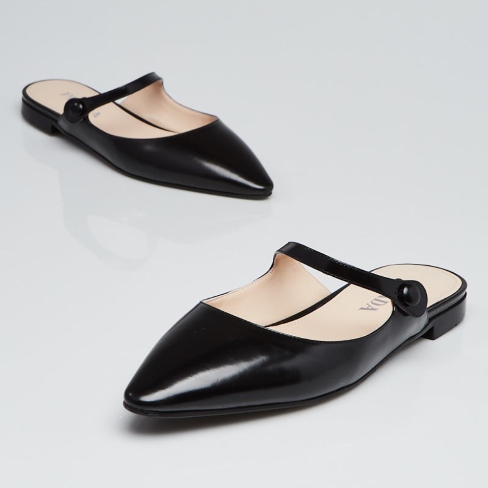 NEW Prada Patent Leather Mary Jane Flat Mules